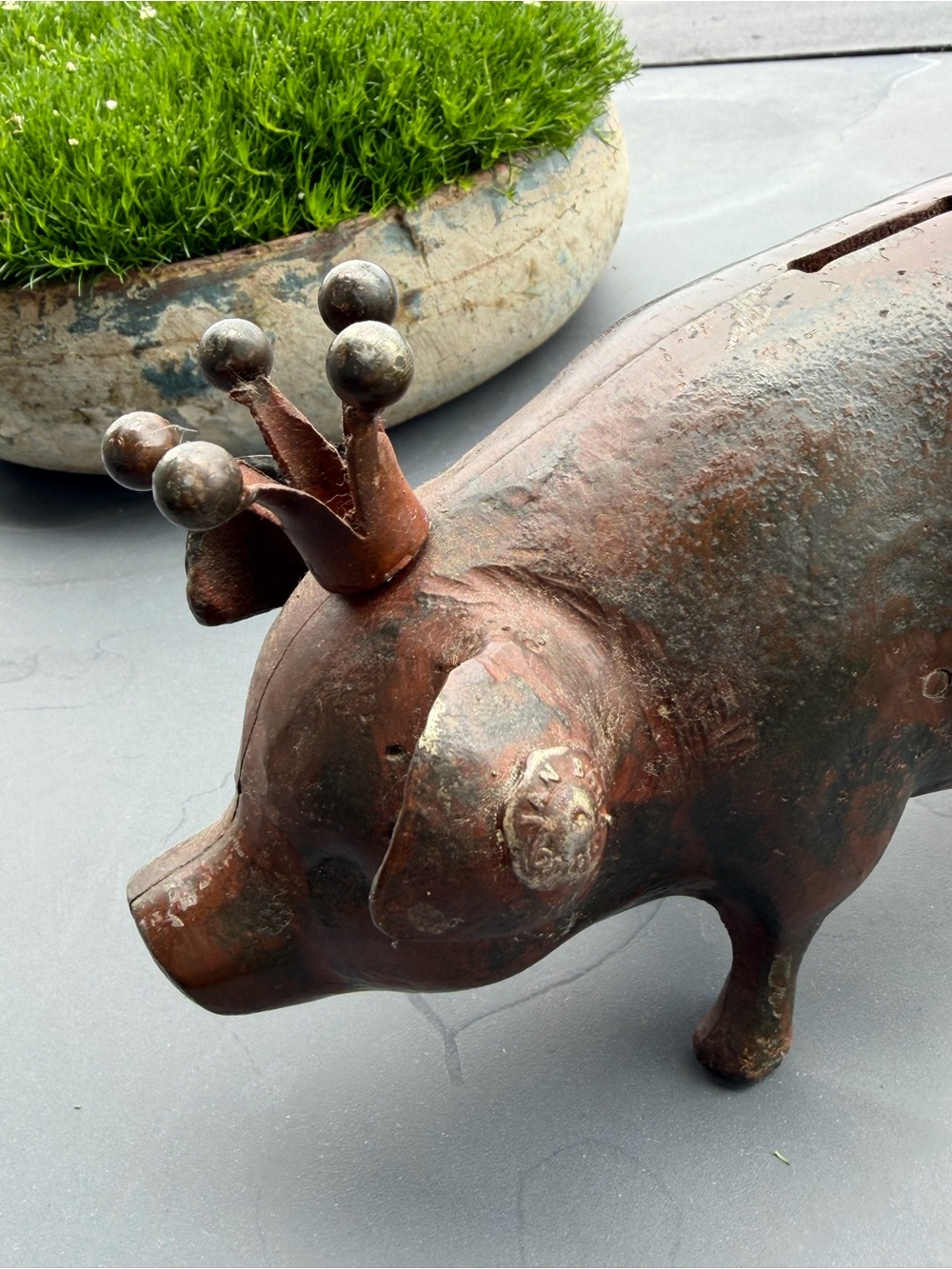 VERY RARE Jan Barboglio Crowned Pig Bank - Picture 3 of 11